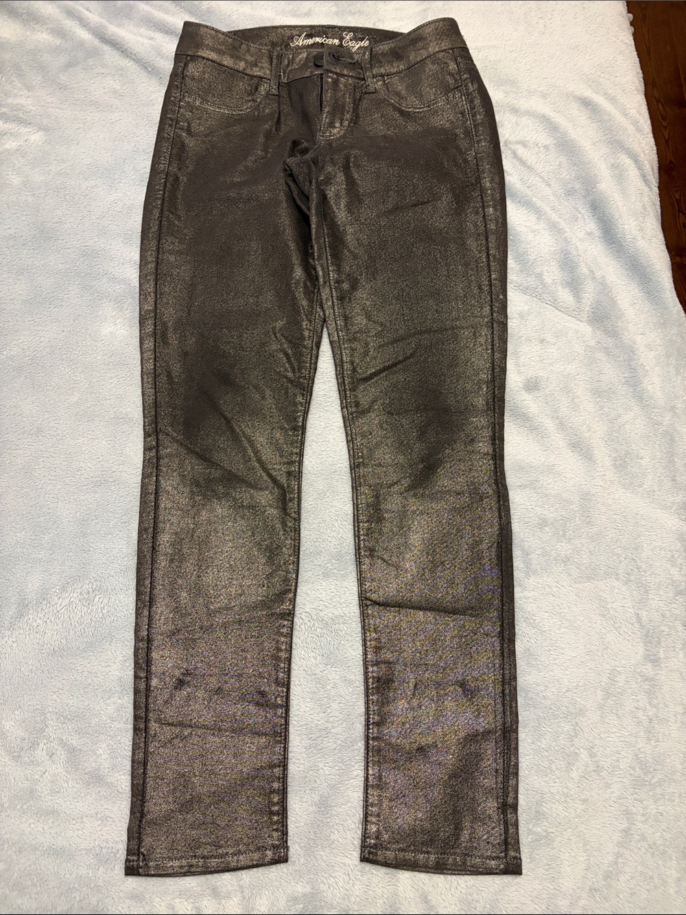 American Eagle Shimmery Black Coated Skinny Jeans